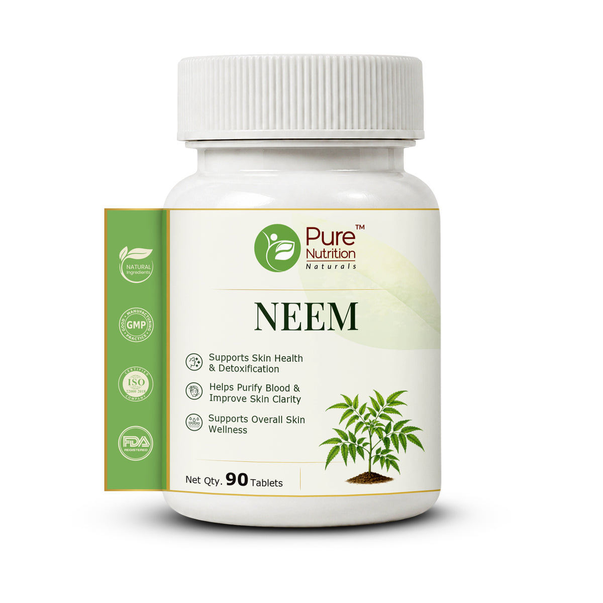 Pure Nutrition Neem Tablets | Ayurvedic Neem Extract Supplement | Supports Skin Wellness & Daily Detox Support 