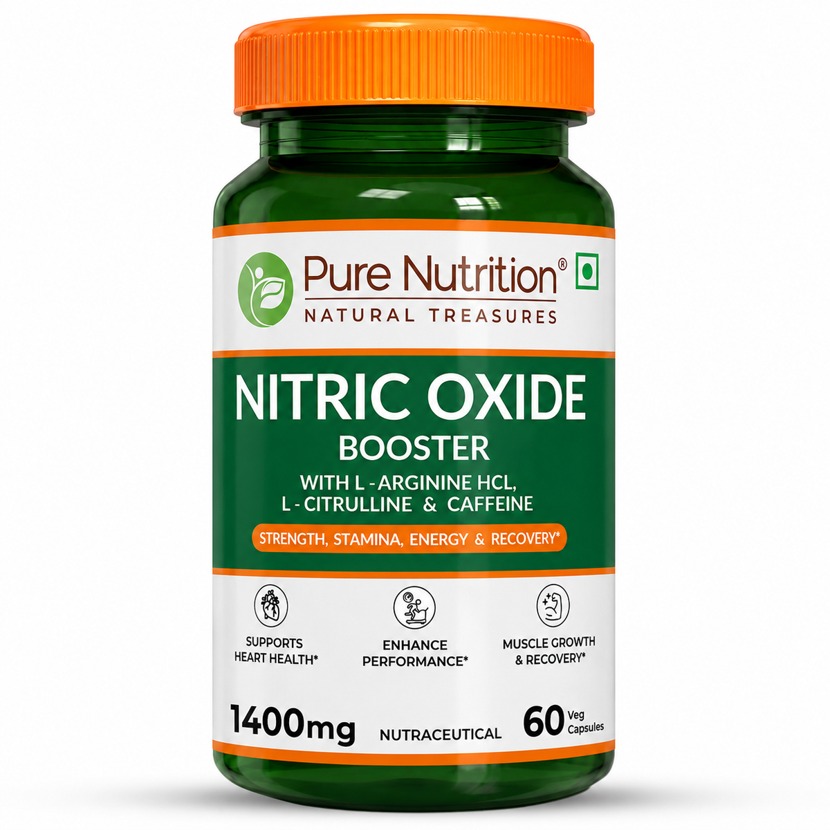 Nitric Oxide Booster  L-Arginine, L-Citrulline & Caffeine | 60 Veg Capsules