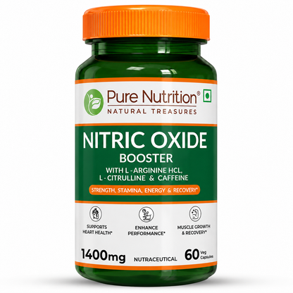 Nitric Oxide Booster  L-Arginine, L-Citrulline & Caffeine | 60 Veg Capsules