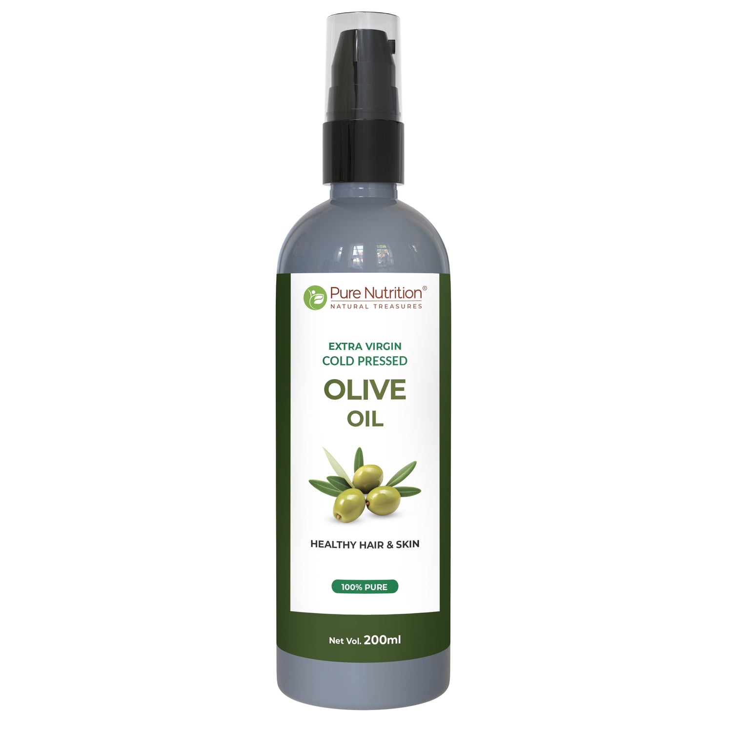 Pure Nutrition Extra Virgin Cold Pressed Olive Oil 200ml | 100% Pure | Multipurpose Use