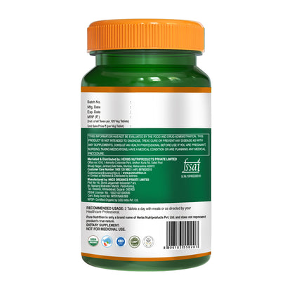 Pure Nutrition Organic Ashwagandha | Supports Stress Management, Sleep, Fertility, Immunity, Vitality & Strength - 120 Tablets