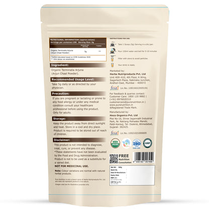 Organic Arjun Chaal Powder 500g | Traditional Ayurvedic Herbal Powder