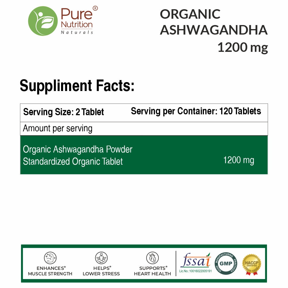 Pure Nutrition Organic Ashwagandha | Supports Stress Management, Sleep