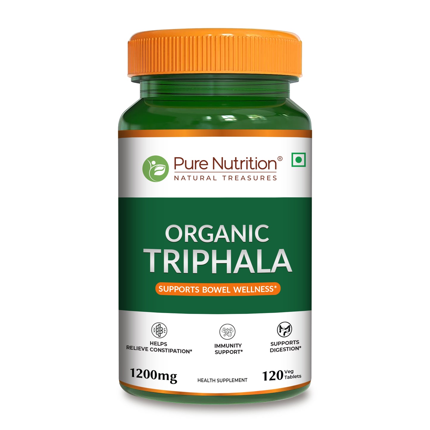 Organic Triphala Extract Supplement - 120 Vegetarian Tablets | Supports Digestion and Boosts Immunity