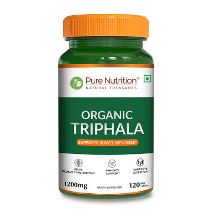 Organic Triphala Extract Supplement - 120 Vegetarian Tablets | Supports Digestion and Boosts Immunity