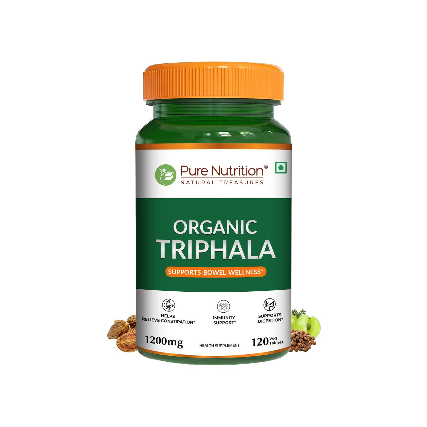 Organic Triphala Extract Supplement - 120 Vegetarian Tablets | Supports Digestion and Boosts Immunity