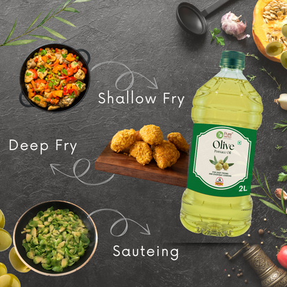 Pomace Olive Oil: Ideal for Indian Cooking & Deep Frying | Low in Saturated Fat - 2L