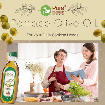 Pure Nutrition Pomace Olive Oil: Ideal for Indian Cooking & Deep Frying | Low in Saturated Fat - 1L