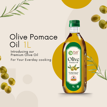 Pure Nutrition Pomace Olive Oil: Ideal for Indian Cooking & Deep Frying | Low in Saturated Fat - 1L