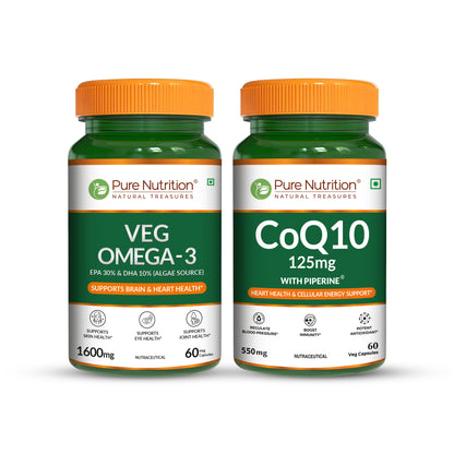 Healthy Heart Combo: CoQ10 125mg + Vegan Omega-3 (EPA & DHA)