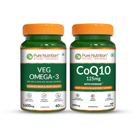 Healthy Heart Combo: CoQ10 125mg + Vegan Omega-3 (EPA & DHA)