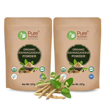 Organic Ashwagandha Powder - 227g | 100% Pure and Natural | Supports Stress Relief, Vitality, and Overall Wellness