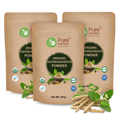 Organic Ashwagandha Powder - 227g | 100% Pure and Natural | Supports Stress Relief, Vitality, and Overall Wellness