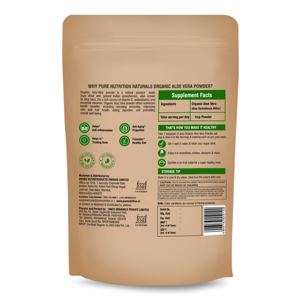 Organic Aloe Vera Powder