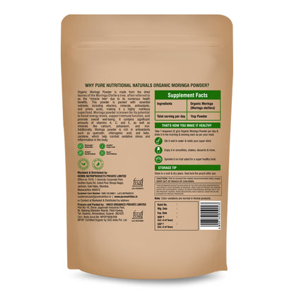 Organic Moringa Powder - 227g | 100% Pure and Natural | Supports Energy, Immunity, and Overall Wellness