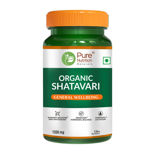 Pure Nutrition Organic Shatavari | Boosts Immunity, Digestion | Ayurvedic & Herbal Supplement | Helps Balance Women's Hormones & Reproductive Health - 120 Tablets