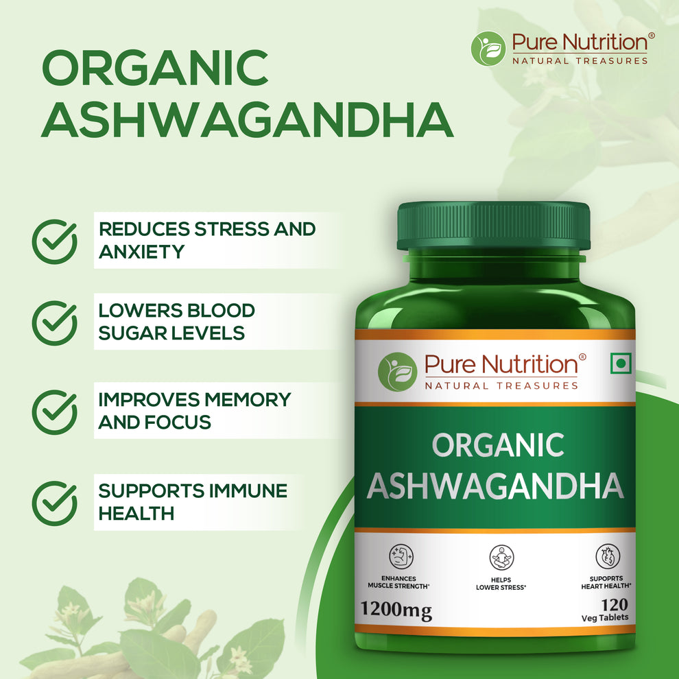 Organic Ashwagandha - 120 Tablets | Supports Stress Management, Sleep ...