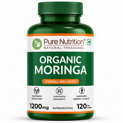 Organic Moringa Tablets 1200mg | Supports Immunity, Digestion & Energy | 120 Tablets