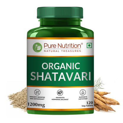 Organic Shatavari - 120 Tablets | Boosts Immunity, Digestion, and Supports Women's Hormonal and Reproductive Health