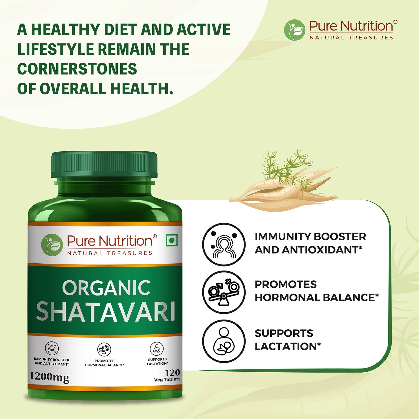 Organic Shatavari - 120 Tablets | Boosts Immunity, Digestion, and Supports Women's Hormonal and Reproductive Health