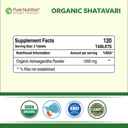 Organic Shatavari - 120 Tablets | Boosts Immunity, Digestion, and Supports Women's Hormonal and Reproductive Health