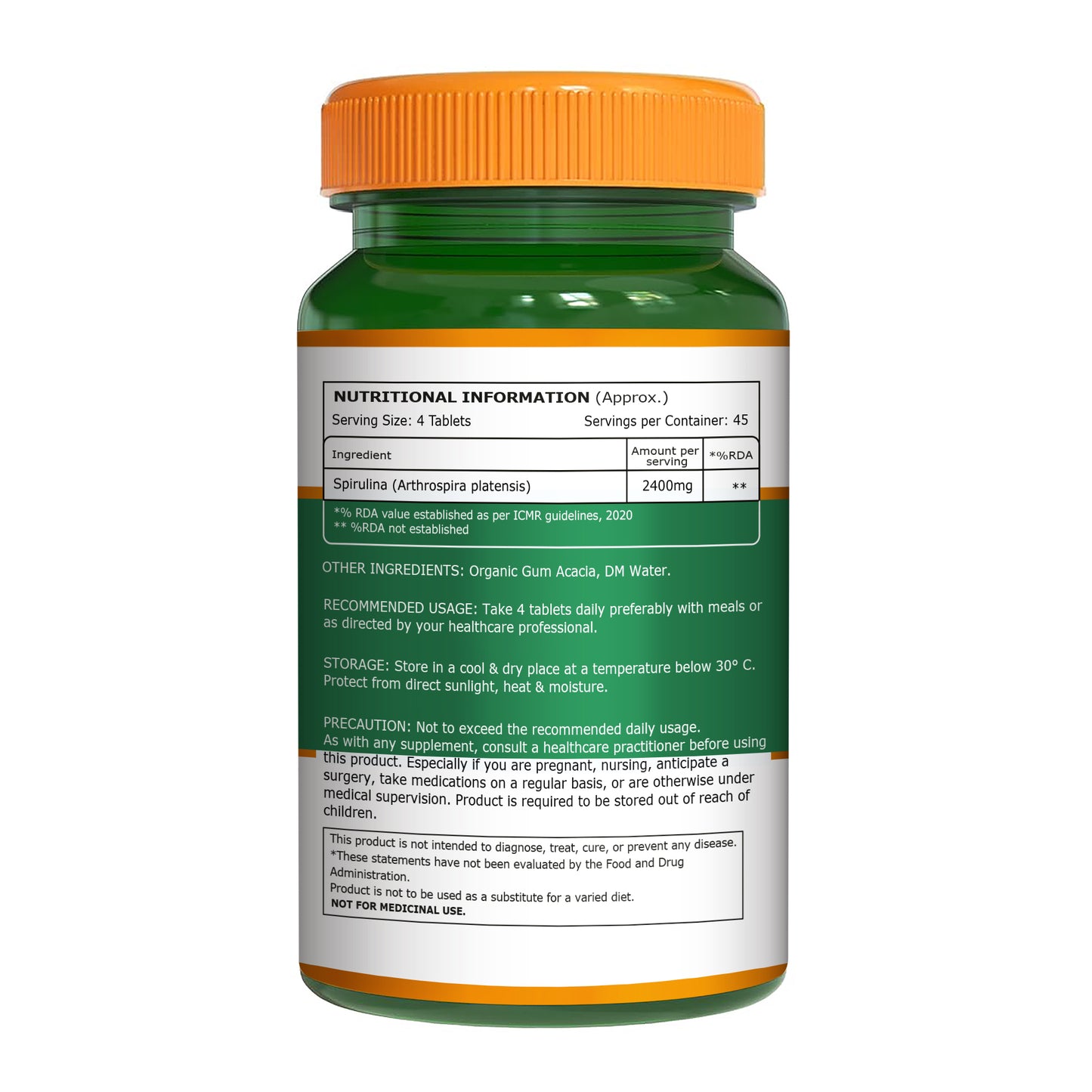 Spirulina Vegetarian Tablets – 180 Tablets
