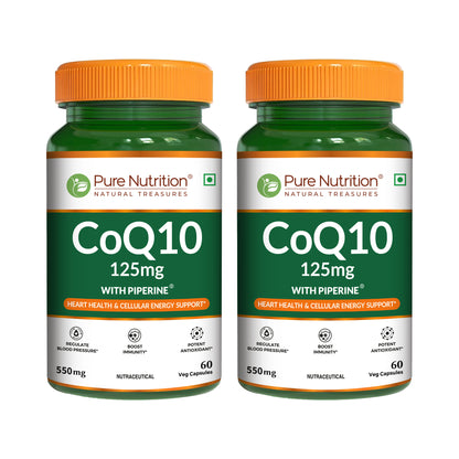 Pure Nutrition CoQ10 125 mg with Piperine – Plant-Based Supplement – 60 Veg Capsules