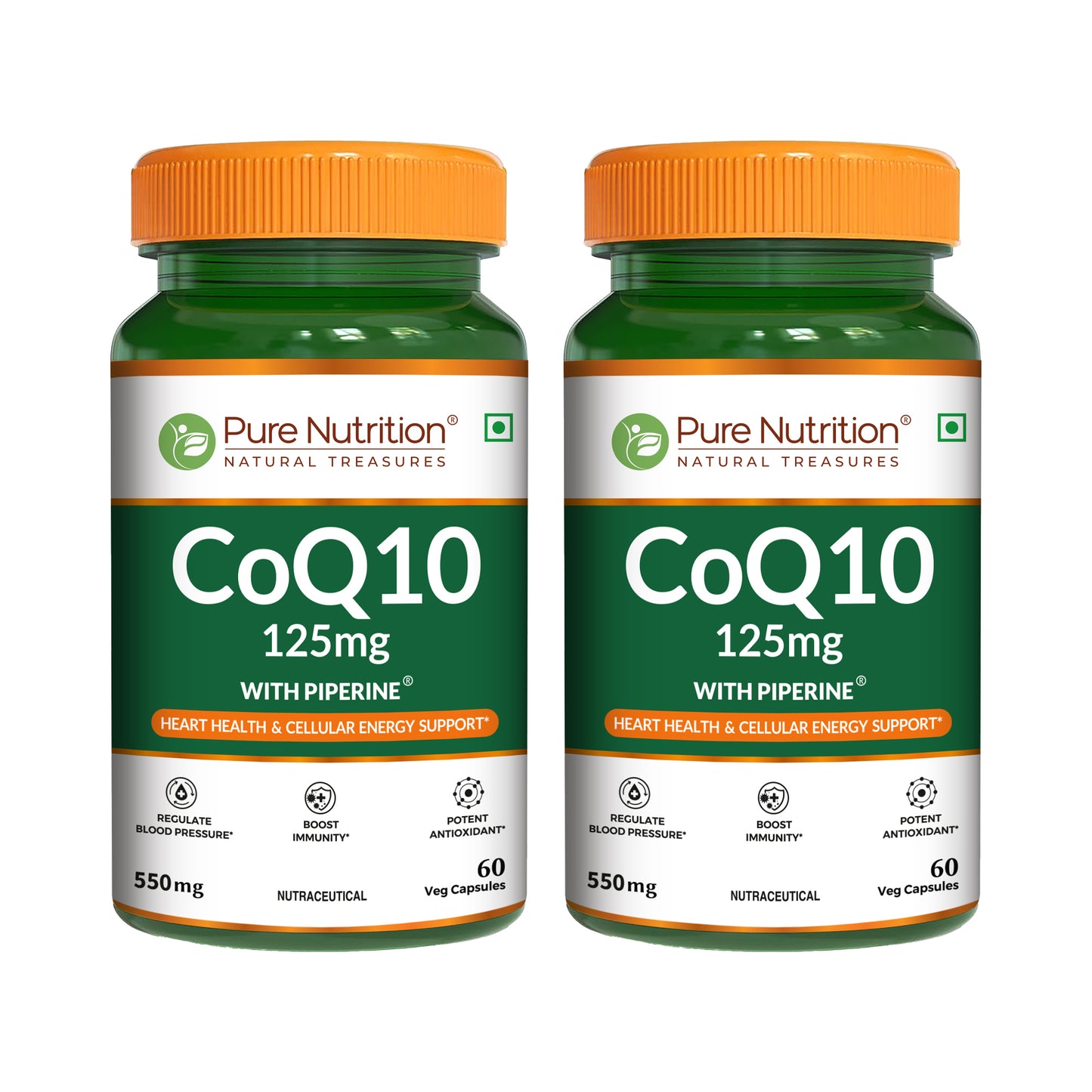 Pure Nutrition CoQ10 125 mg with Piperine – Plant-Based Supplement – 60 Veg Capsules