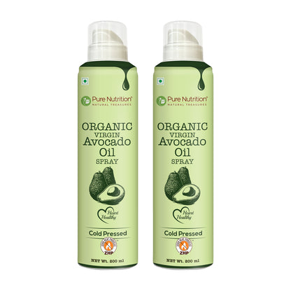 Avocado Oil Cooking Spray - 200ml | 100% Organic, Extra Virgin, Cold Pressed & Natural | 10X Less Oil for Healthy Cooking | Ideal for Salad Dressing, Sautéing, Baking, Frying | Good for Skin
