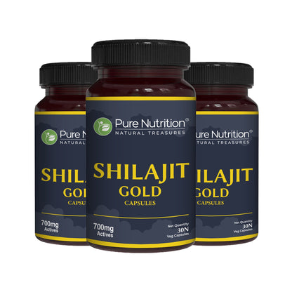 Shilajit Gold with Gokhru, Ashwagandha, Safed Musali, and Shatavari -Capsules | Supports Vitality and Wellness