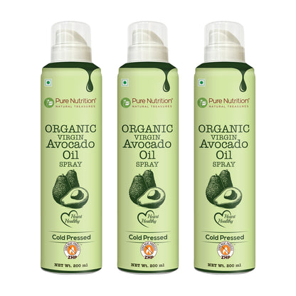 Avocado Oil Cooking Spray - 200ml | 100% Organic, Extra Virgin, Cold Pressed & Natural | 10X Less Oil for Healthy Cooking | Ideal for Salad Dressing, Sautéing, Baking, Frying | Good for Skin
