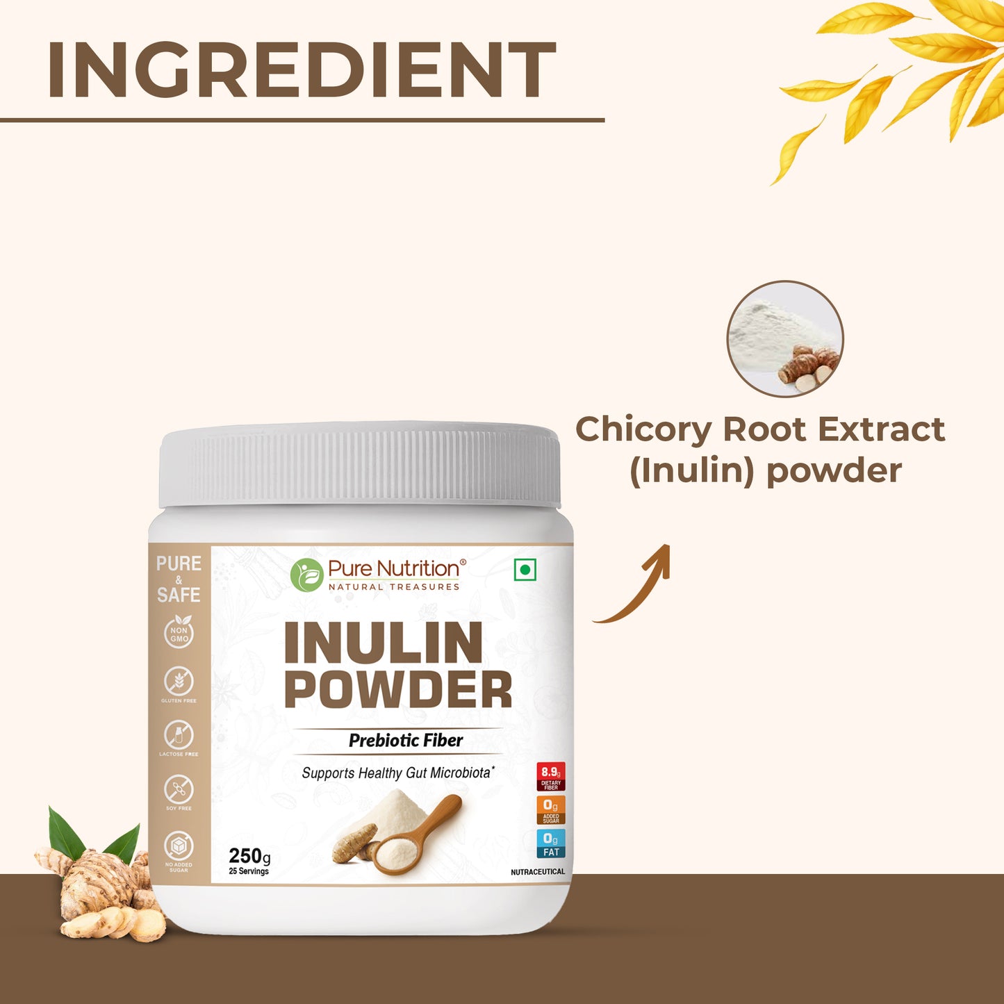 Pure Nutrition Inulin Powder – Prebiotic Fiber – 250g