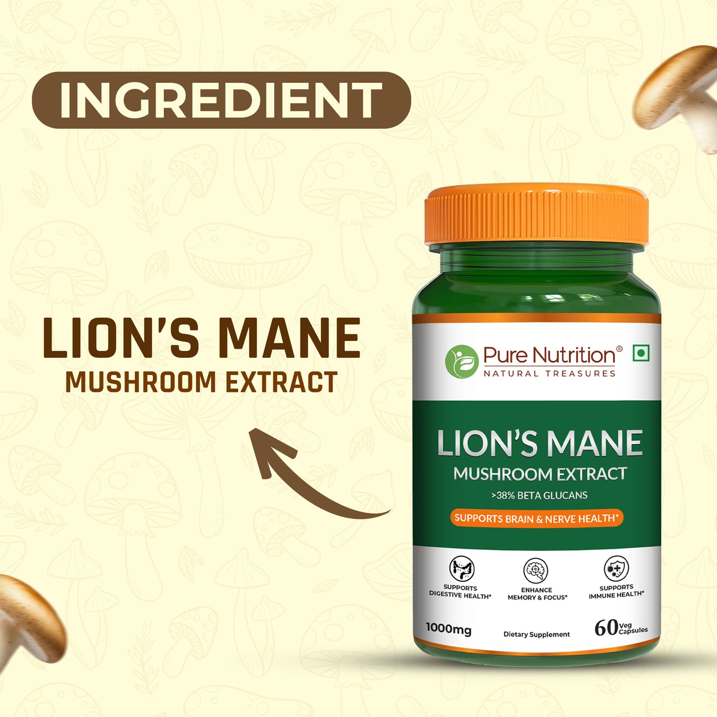 Lion’s Mane Mushroom Extract Veg Capsules