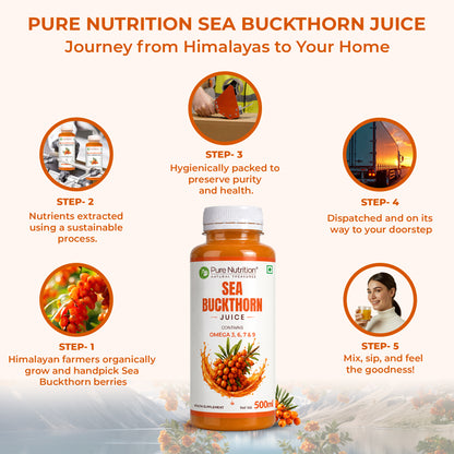 Sea Buckthorn Juice 500ml | Omega 3, 6, 7 & 9 | Daily Wellness Support | 500ML