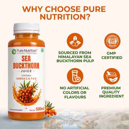 Sea Buckthorn Juice 500ml | Omega 3, 6, 7 & 9 | Daily Wellness Support | 500ML