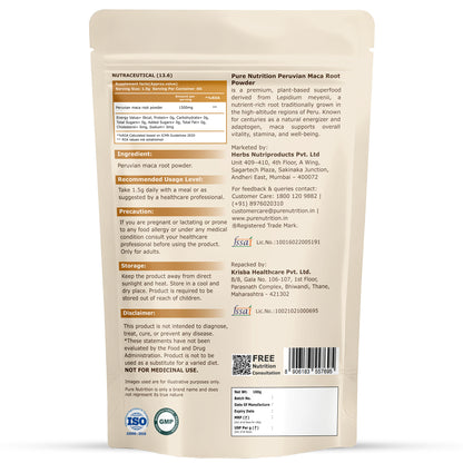 Peruvian Maca Root Powder | 100g Adaptogenic Superfood Powder