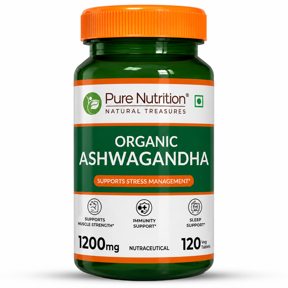 Organic Ashwagandha Tablets 120 Count | Stress Relief, Sleep & Vitality