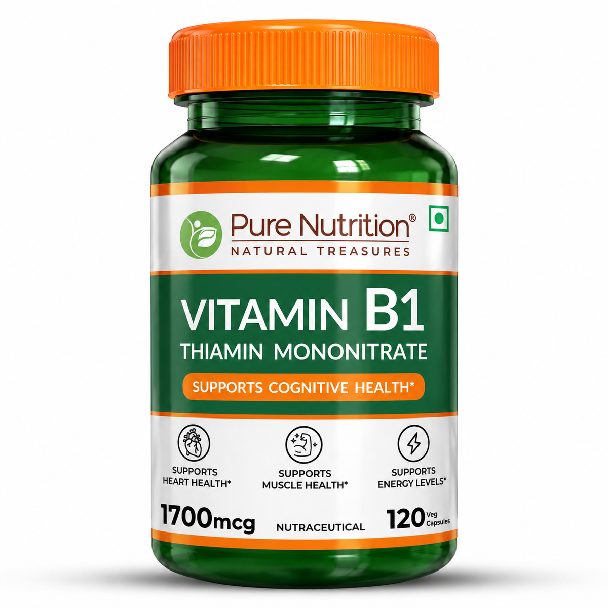 Vitamin B1 (Thiamine) Capsules 120 Count  Energy Metabolism & Nerve Health