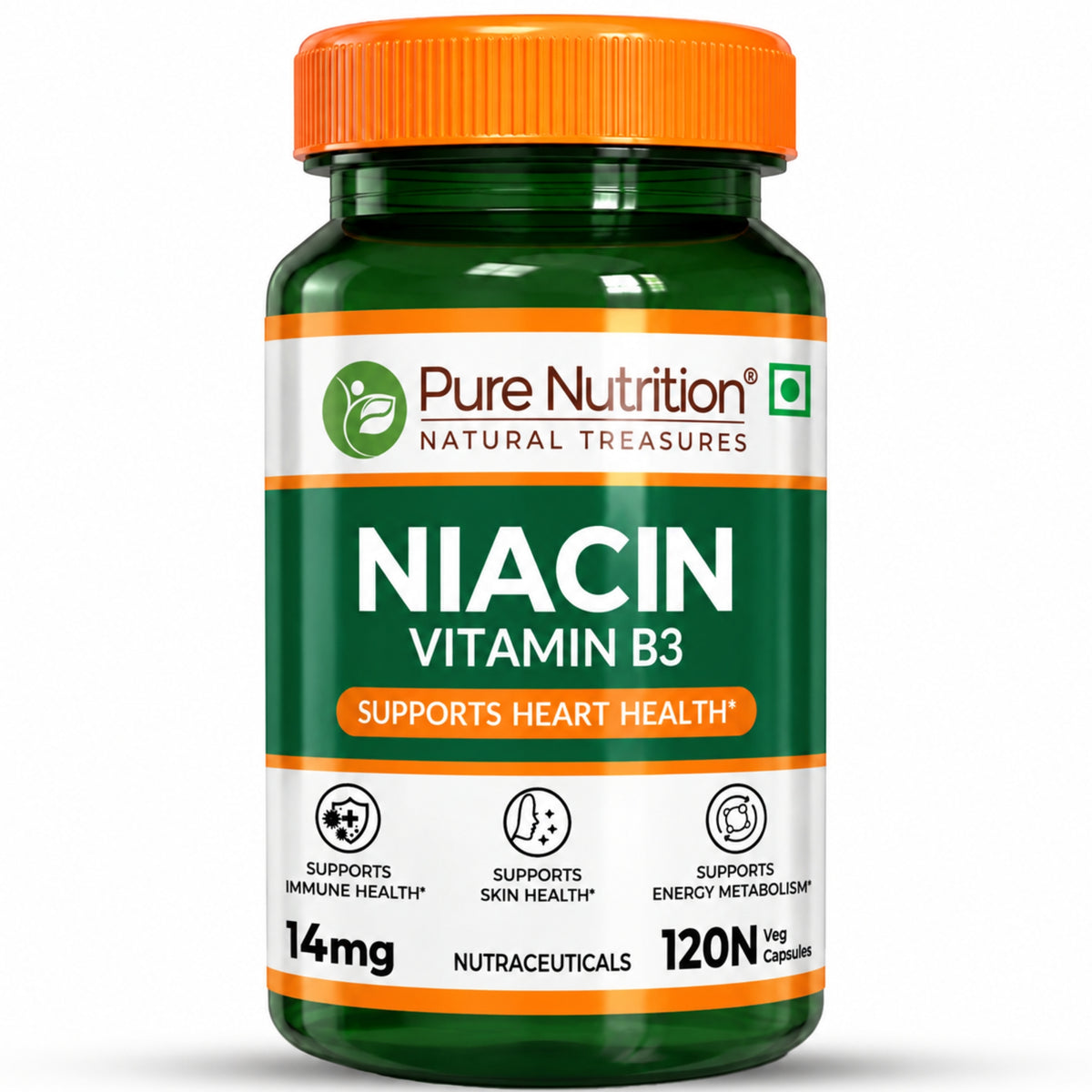 Vitamin B3 Niacin Capsules 120 Count  Energy, Skin & Cholesterol Support