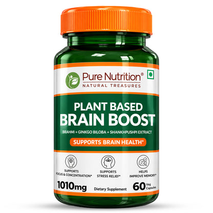 Plant-Based Brain Boost  Brahmi, Ginkgo Biloba & Shankhpushpi | Focus & Clarity
