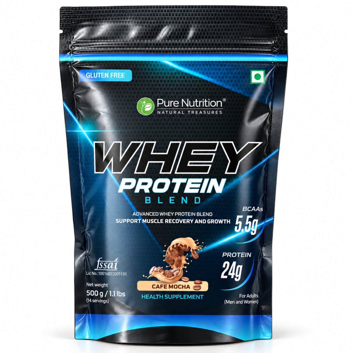 Whey Protein Blend For Muscle building, Lean muscle building (Cafe Mocha)- 500 gm