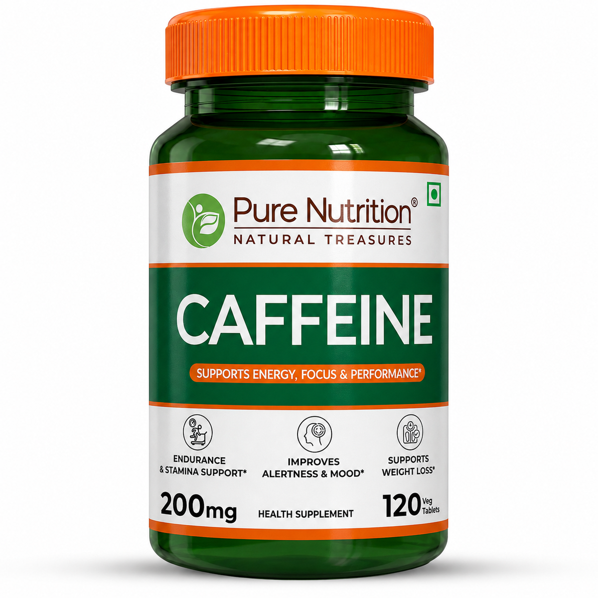 Caffeine 200mg Tablets Energy, Focus & Stamina Support | 120 Veg Tablets