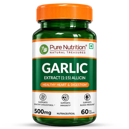 Garlic Extract Capsules 500mg  Heart Health, Cholesterol & Immunity
