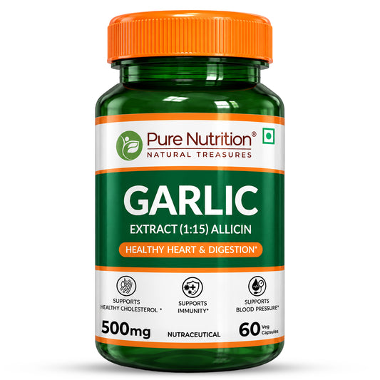 Garlic Extract Capsules 500mg  Heart Health, Cholesterol & Immunity