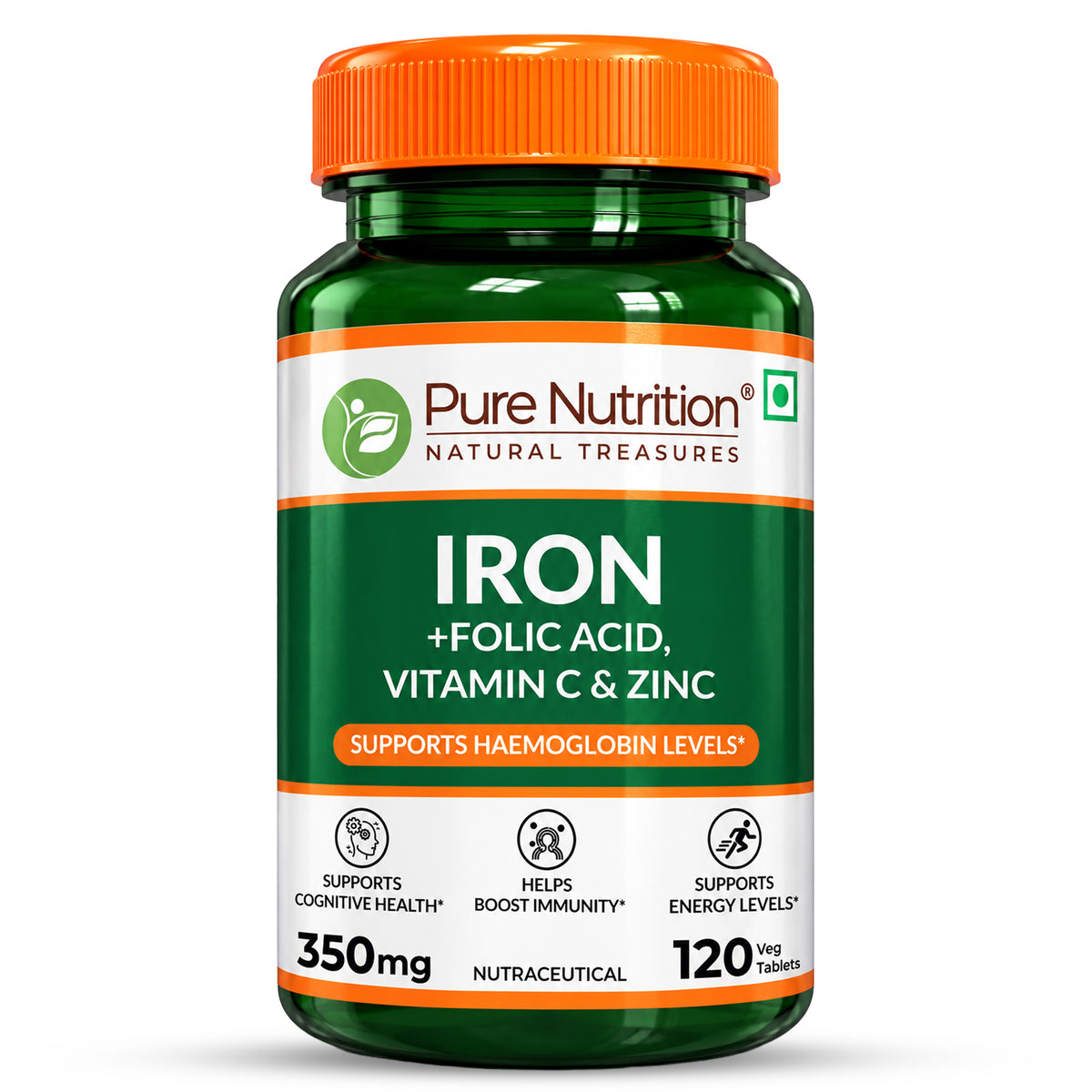 Iron with Folic Acid - 120 Tablets | Supports Haemoglobin Production and Helps Maintain Healthy Iron Levels