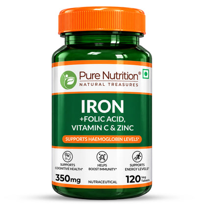 Iron with Folic Acid - 120 Tablets | Supports Haemoglobin Production and Helps Maintain Healthy Iron Levels