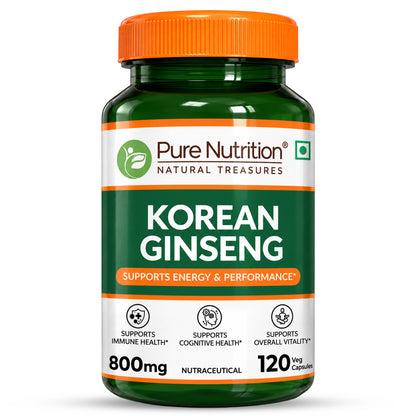 Korean Ginseng (Panax) Capsules 120 Count  Energy, Stamina & Brain Health