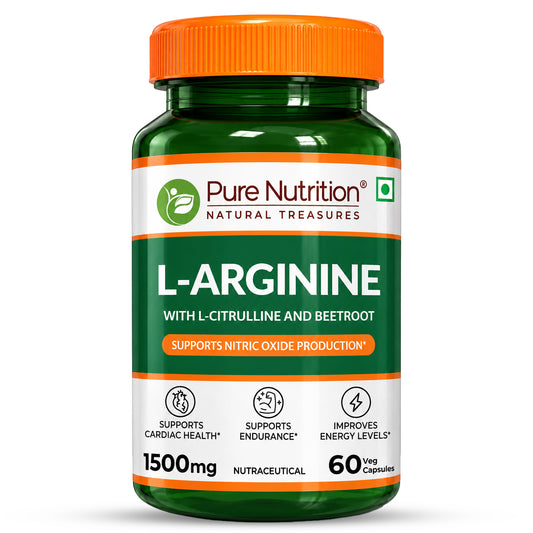 L-Arginine 1500mg  Nitric Oxide, Muscle Pump & Pre-Workout | 60 Capsules