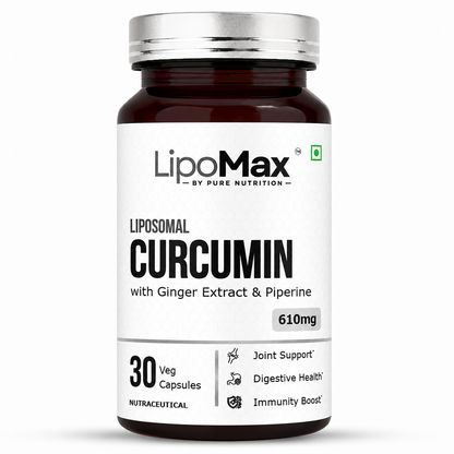 LipoMax Liposomal Curcumin 610mg with Ginger Extract & Piperine