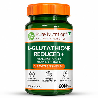 L-Glutathione Reduced+ | With Hyaluronic Acid, Vitamin E & Biotin | 60 Veg Tablets